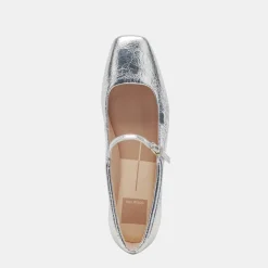 REYES WIDE BALLET FLATS SILVER DISTRESSED LEATHER^Dolce Vita Hot
