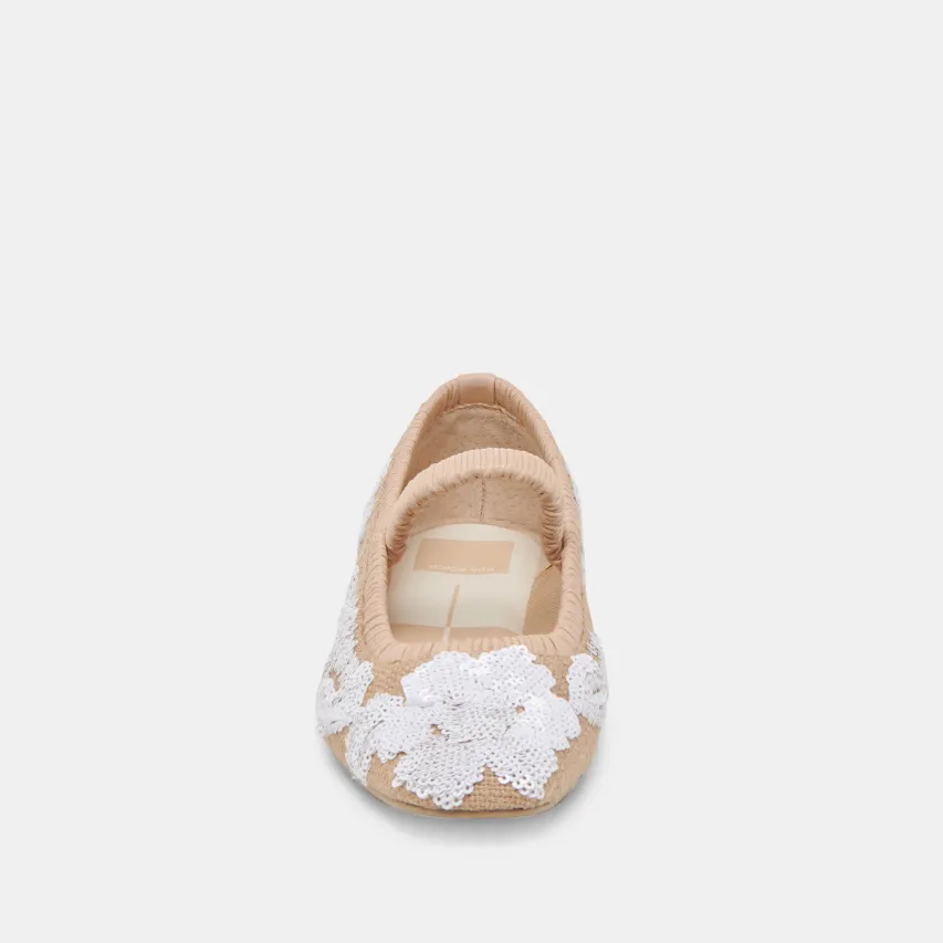 RHODIE BALLET FLATS NATURAL MULTI FLORAL SEQUIN^Dolce Vita New