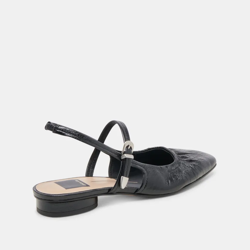 RIANNE FLATS MIDNIGHT CRINKLE PATENT^Dolce Vita Online