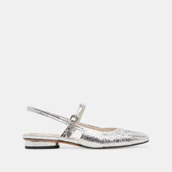RIANNE FLATS SILVER DISTRESSED LEATHER^Dolce Vita Online