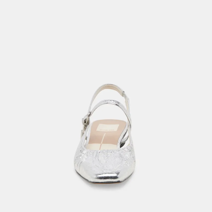 RIANNE FLATS SILVER DISTRESSED LEATHER^Dolce Vita Online