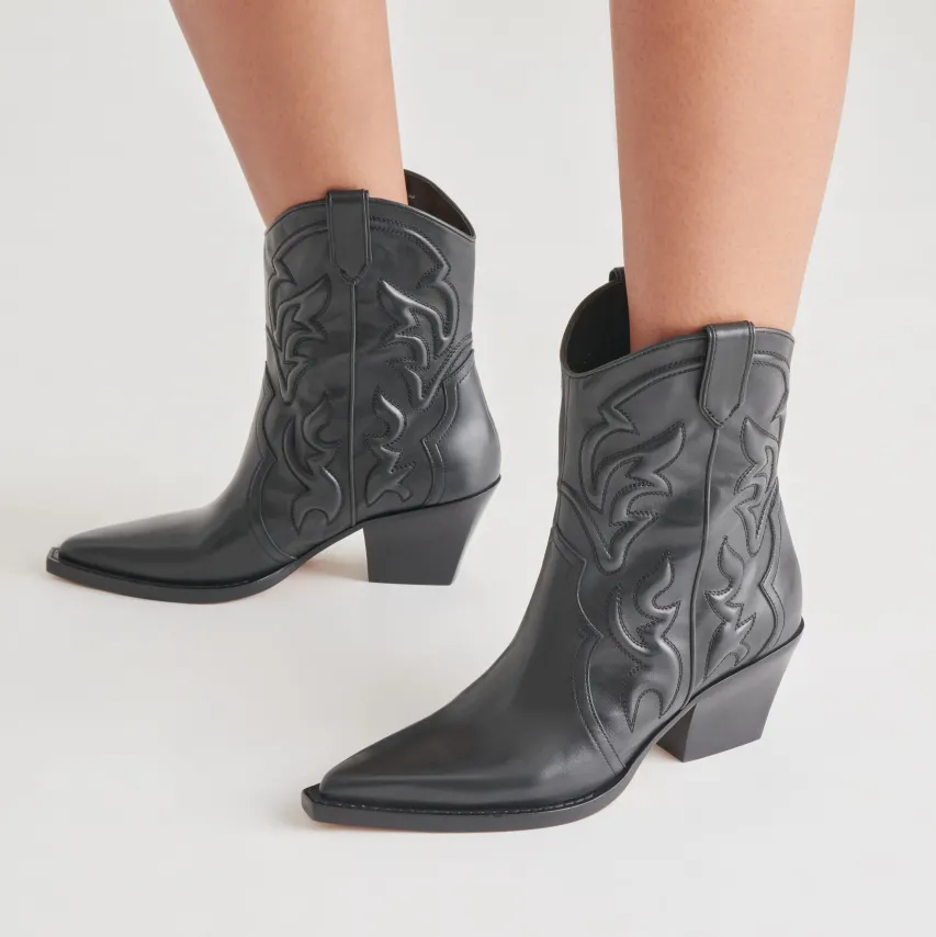 RIMONA BOOTIES BLACK LEATHER^Dolce Vita New