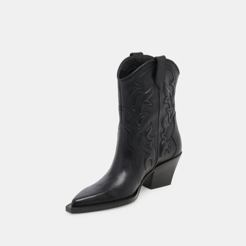 RIMONA WIDE CALF BOOTIES BLACK LEATHER^Dolce Vita Hot