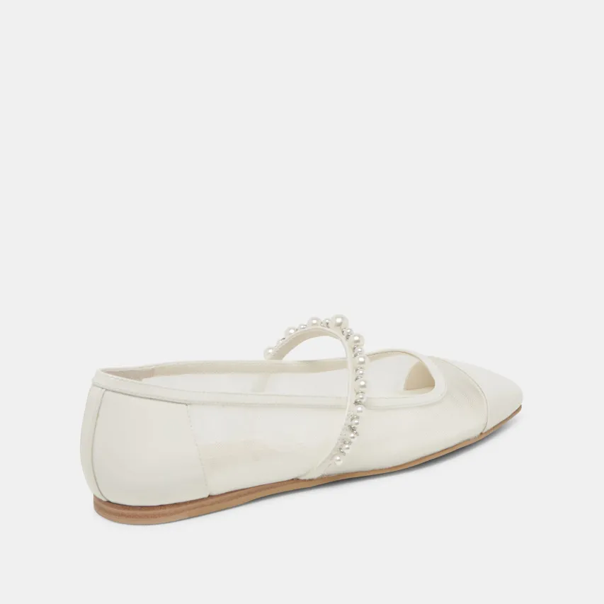 ROLLIN PEARL BALLET FLATS WHITE MESH^Dolce Vita Hot