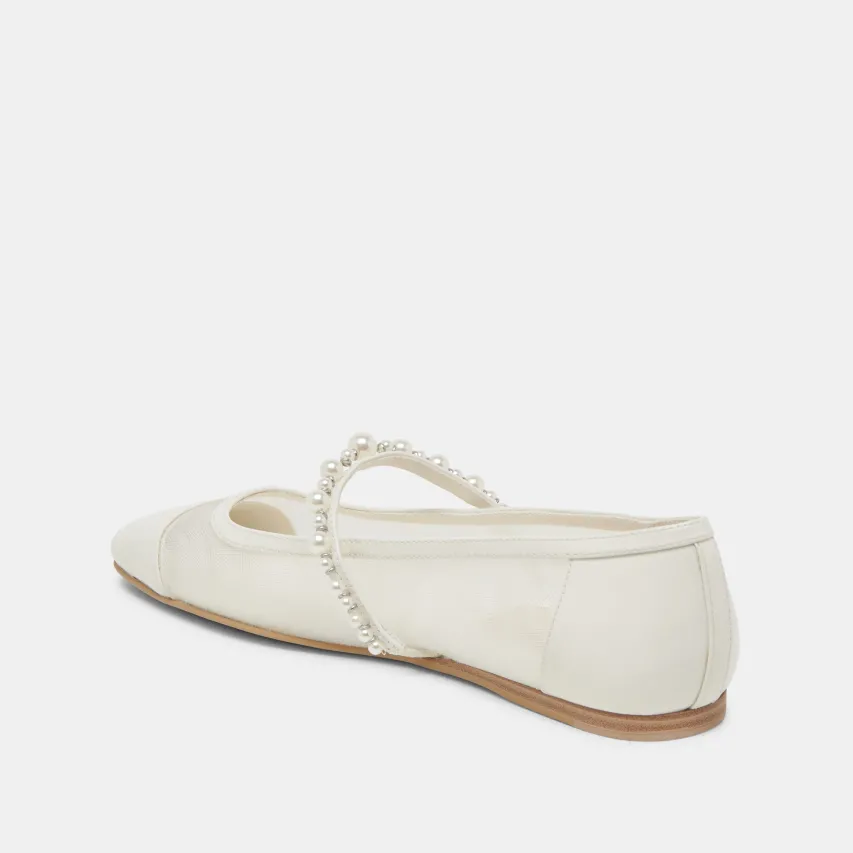 ROLLIN PEARL BALLET FLATS WHITE MESH^Dolce Vita Hot