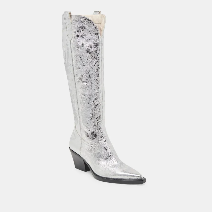 RYATT BOOTS SILVER DISTRESSED LEATHER^Dolce Vita Best