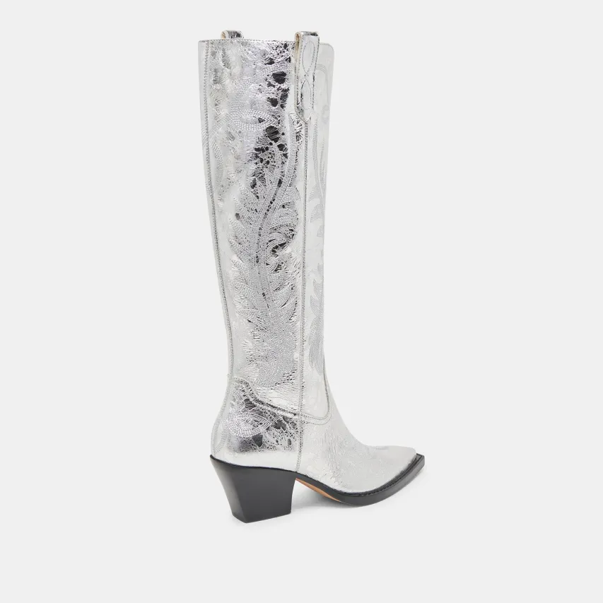RYATT BOOTS SILVER DISTRESSED LEATHER^Dolce Vita Best