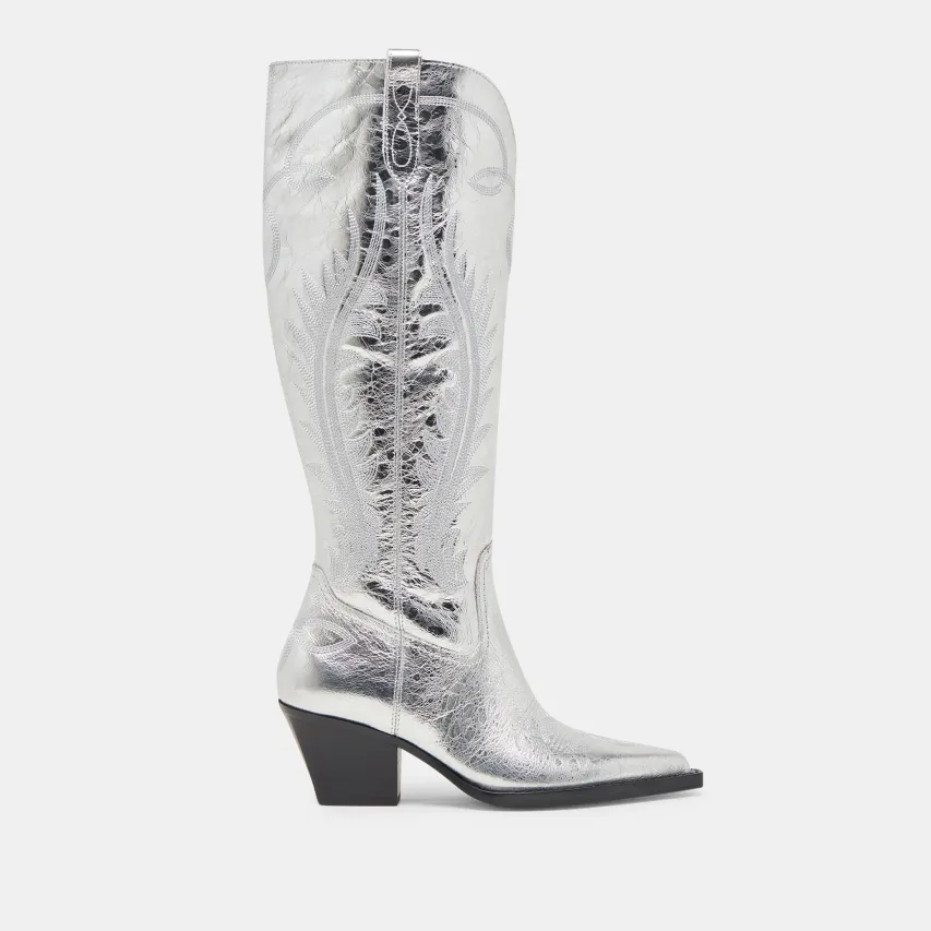 RYATT WIDE CALF BOOTS SILVER DISTRESSED LEATHER^Dolce Vita Online
