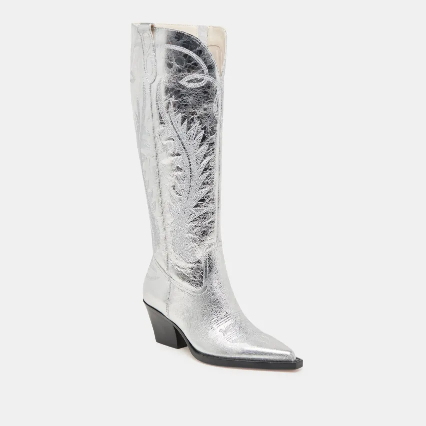 RYATT WIDE CALF BOOTS SILVER DISTRESSED LEATHER^Dolce Vita Online