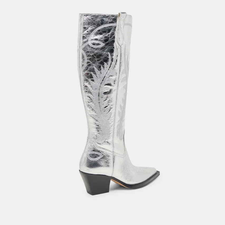RYATT WIDE CALF BOOTS SILVER DISTRESSED LEATHER^Dolce Vita Online