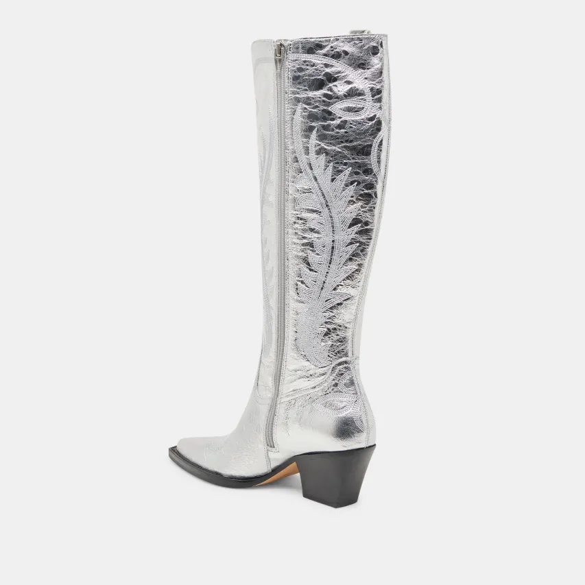 RYATT WIDE CALF BOOTS SILVER DISTRESSED LEATHER^Dolce Vita Online