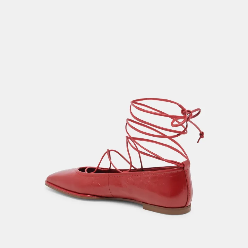 RYDER BALLET FLATS RED CRINKLE PATENT^Dolce Vita Clearance