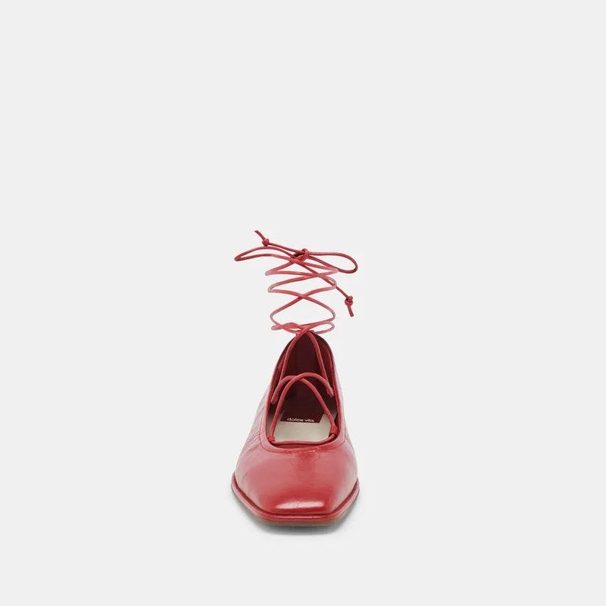 RYDER BALLET FLATS RED CRINKLE PATENT^Dolce Vita Clearance