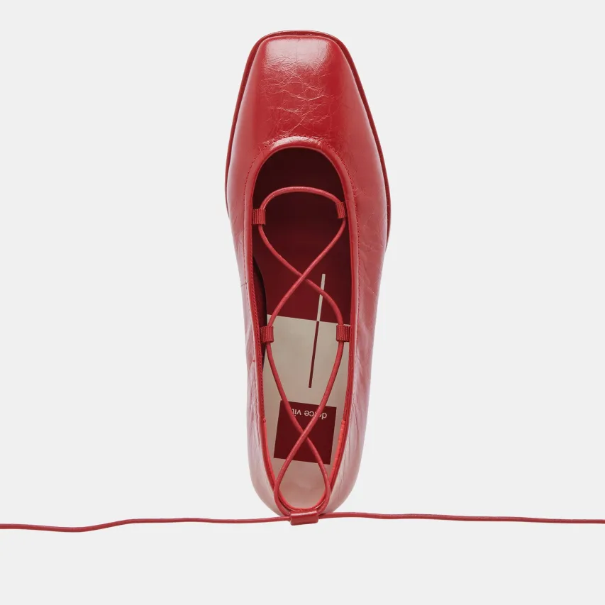 RYDER BALLET FLATS RED CRINKLE PATENT^Dolce Vita Clearance