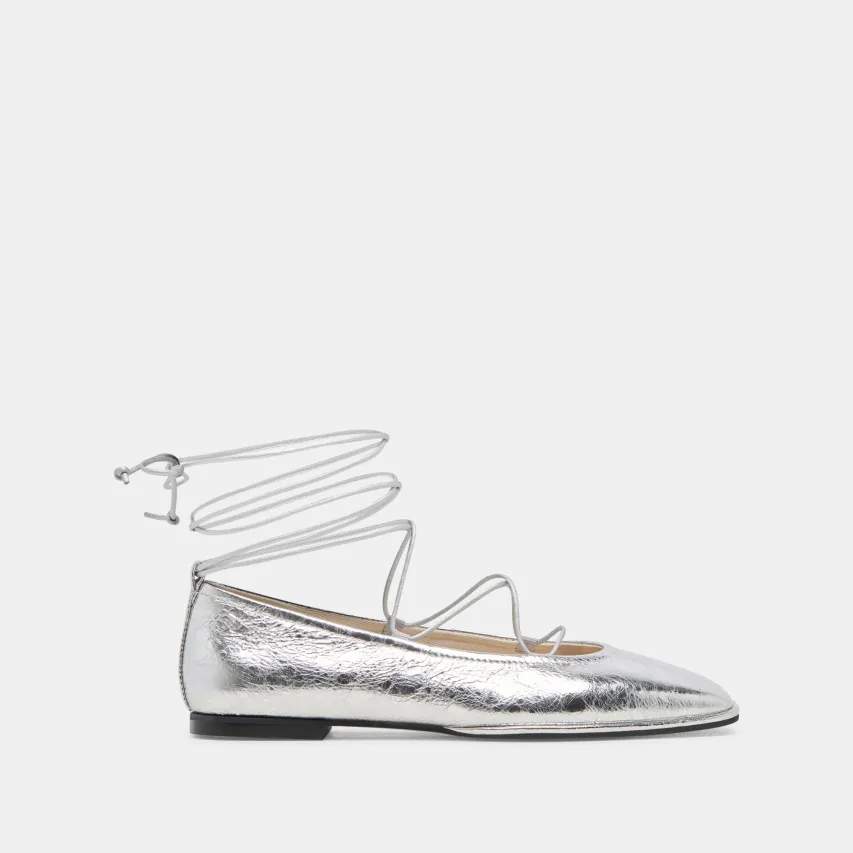 RYDER BALLET FLATS SILVER DISTRESSED LEATHER^Dolce Vita Outlet