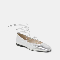 RYDER BALLET FLATS SILVER DISTRESSED LEATHER^Dolce Vita Outlet