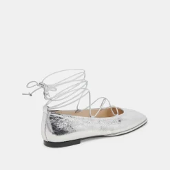 RYDER BALLET FLATS SILVER DISTRESSED LEATHER^Dolce Vita Outlet