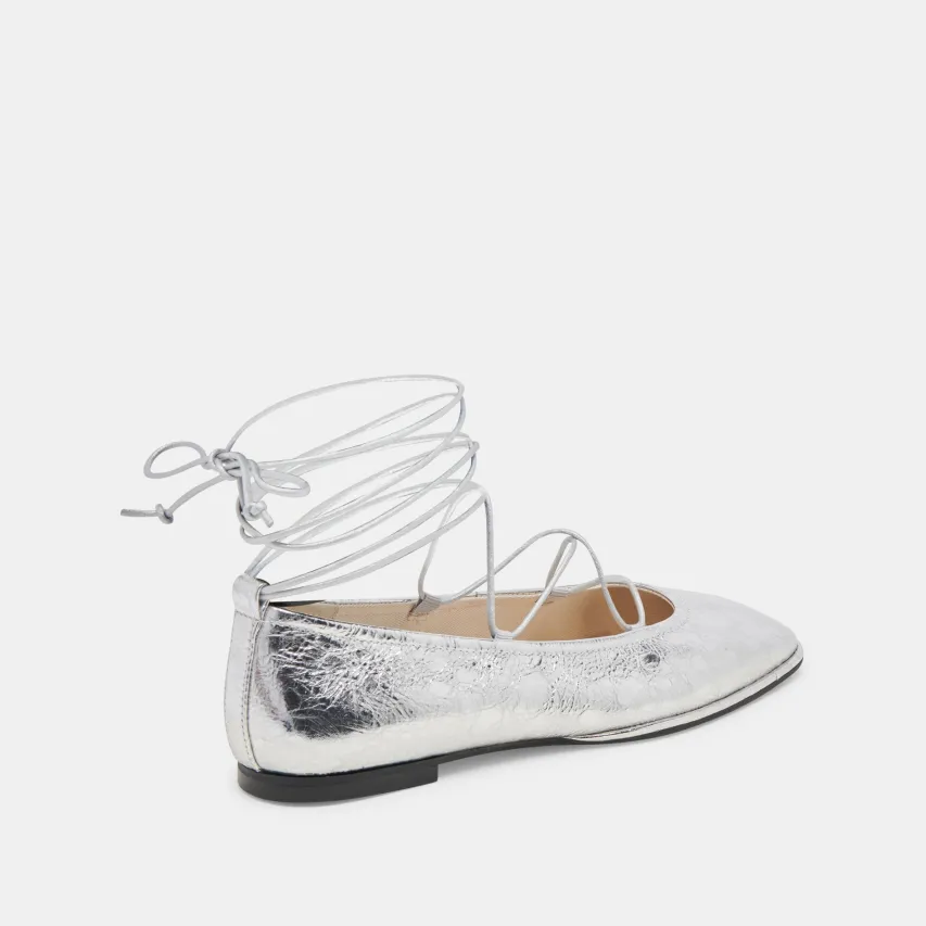 RYDER BALLET FLATS SILVER DISTRESSED LEATHER^Dolce Vita Outlet