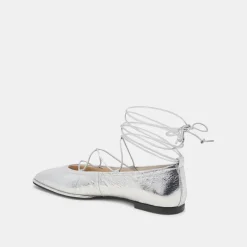 RYDER BALLET FLATS SILVER DISTRESSED LEATHER^Dolce Vita Outlet