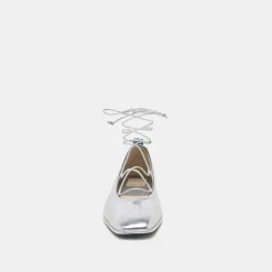 RYDER BALLET FLATS SILVER DISTRESSED LEATHER^Dolce Vita Outlet