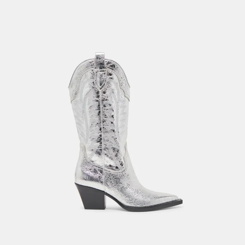 RYLAND BOOTS SILVER DISTRESSED LEATHER^Dolce Vita Fashion
