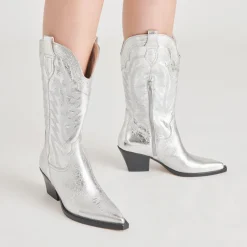 RYLAND BOOTS SILVER DISTRESSED LEATHER^Dolce Vita Fashion