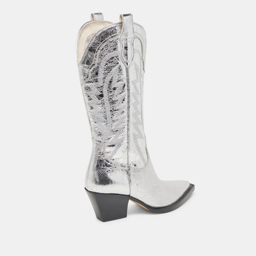 RYLAND BOOTS SILVER DISTRESSED LEATHER^Dolce Vita Fashion