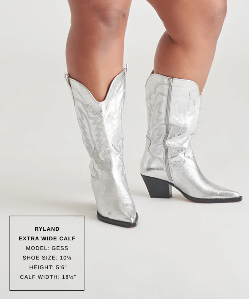 RYLAND EXTRA WIDE CALF BOOTS SILVER DISTRESSED LEATHER^Dolce Vita Fashion