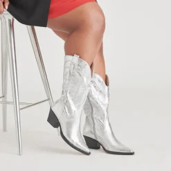 RYLAND EXTRA WIDE CALF BOOTS SILVER DISTRESSED LEATHER^Dolce Vita Fashion