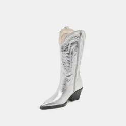 RYLAND EXTRA WIDE CALF BOOTS SILVER DISTRESSED LEATHER^Dolce Vita Fashion