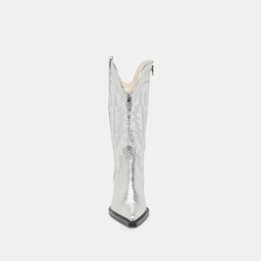 RYLAND EXTRA WIDE CALF BOOTS SILVER DISTRESSED LEATHER^Dolce Vita Fashion