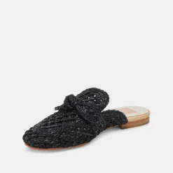 SABOR FLATS ONYX RAFFIA^Dolce Vita Online