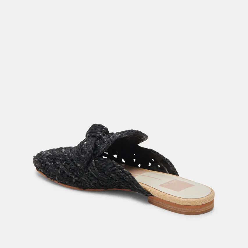 SABOR FLATS ONYX RAFFIA^Dolce Vita Online
