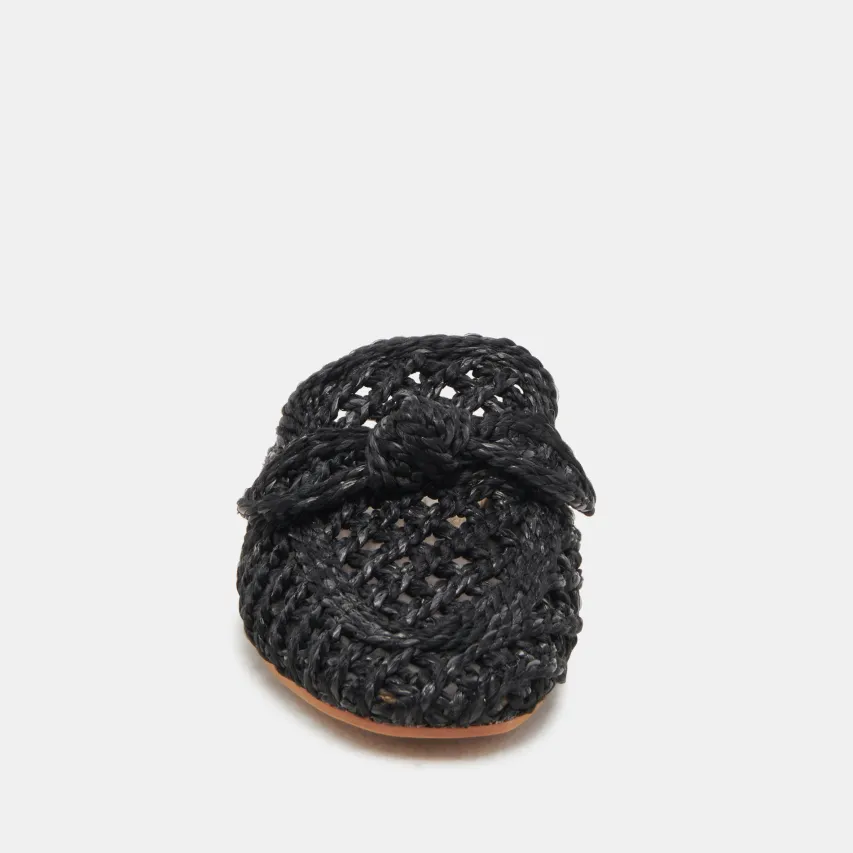 SABOR FLATS ONYX RAFFIA^Dolce Vita Online