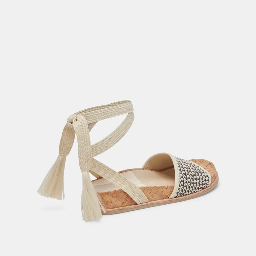 SALACY SANDALS BLACK NATURAL RAFFIA^Dolce Vita New