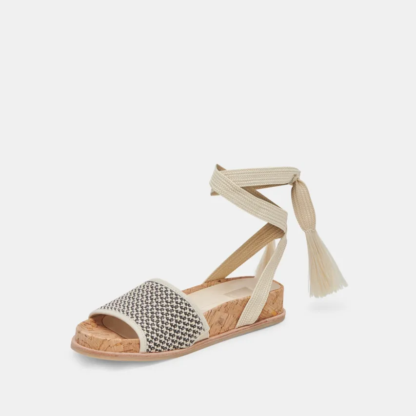 SALACY SANDALS BLACK NATURAL RAFFIA^Dolce Vita New