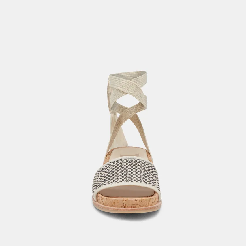 SALACY SANDALS BLACK NATURAL RAFFIA^Dolce Vita New