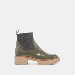 SALINE H2O WIDE BOOTIES DARK OLIVE CRINKLE PATENT^Dolce Vita Best