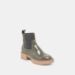 SALINE H2O WIDE BOOTIES DARK OLIVE CRINKLE PATENT^Dolce Vita Best