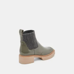 SALINE H2O WIDE BOOTIES DARK OLIVE CRINKLE PATENT^Dolce Vita Best