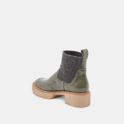SALINE H2O WIDE BOOTIES DARK OLIVE CRINKLE PATENT^Dolce Vita Best
