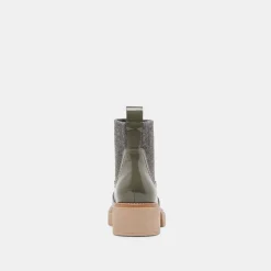 SALINE H2O WIDE BOOTIES DARK OLIVE CRINKLE PATENT^Dolce Vita Best