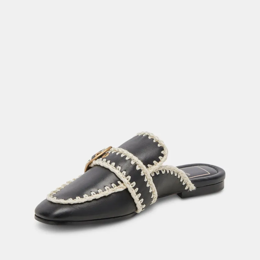 SANTEL STITCH FLATS BLACK LEATHER^Dolce Vita Outlet