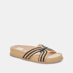 SELDA SANDALS NATURAL BLACK RAFFIA^Dolce Vita Clearance