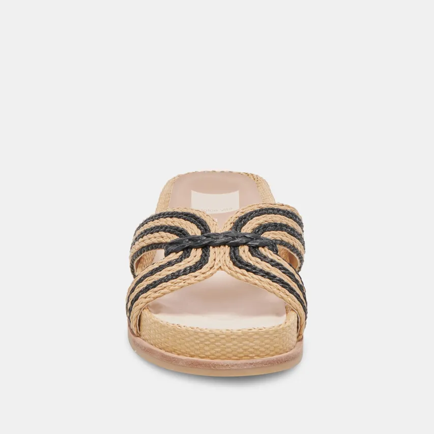 SELDA SANDALS NATURAL BLACK RAFFIA^Dolce Vita Clearance