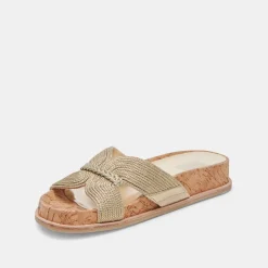 SELDA WIDE SANDALS GOLD RAFFIA^Dolce Vita Fashion