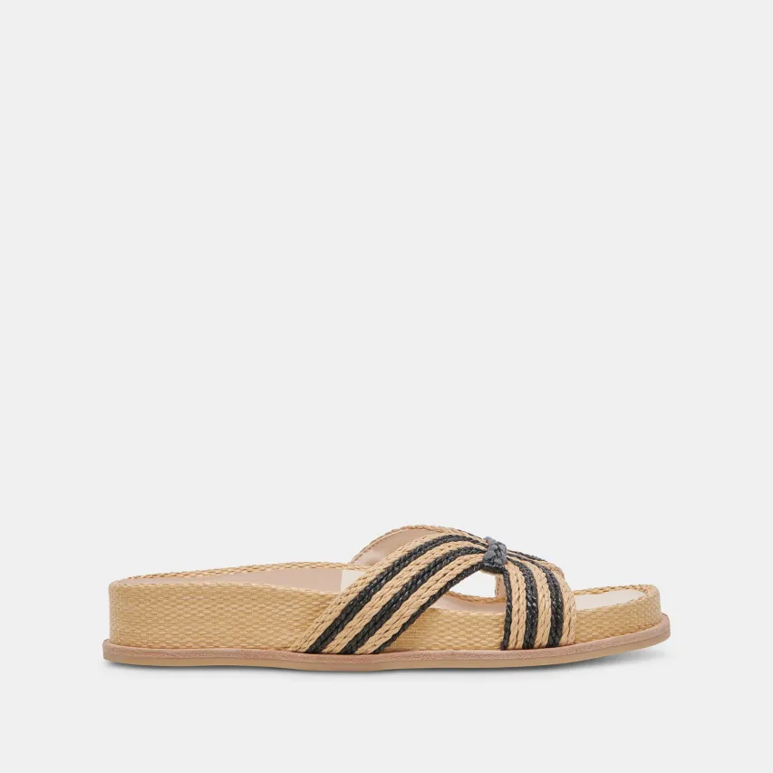 SELDA WIDE SANDALS NATURAL BLACK RAFFIA^Dolce Vita Sale