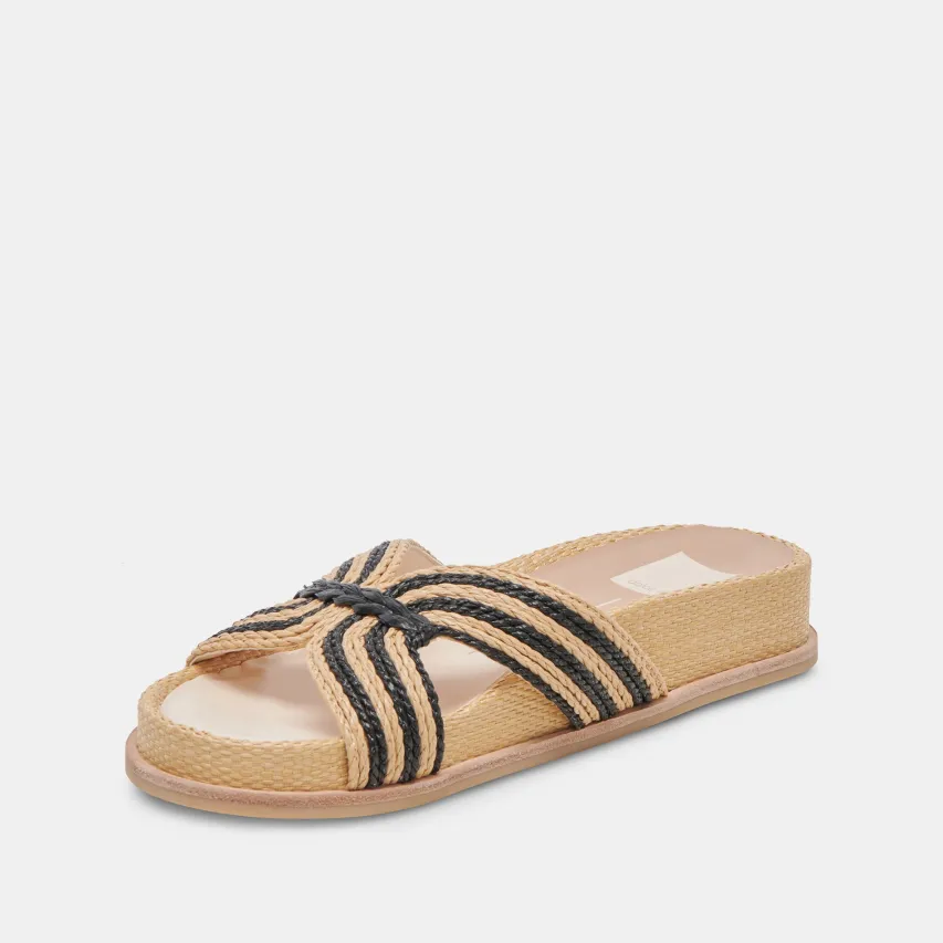 SELDA WIDE SANDALS NATURAL BLACK RAFFIA^Dolce Vita Sale