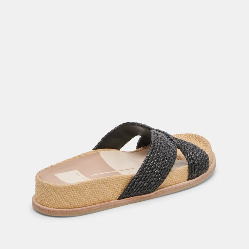 SELDA WIDE SANDALS ONYX RAFFIA^Dolce Vita Outlet