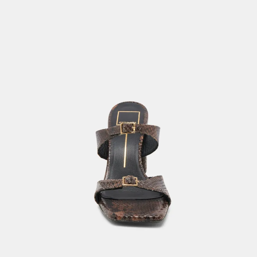 SHANE HEELS DK BROWN SNAKE EMBOSSED^Dolce Vita Sale